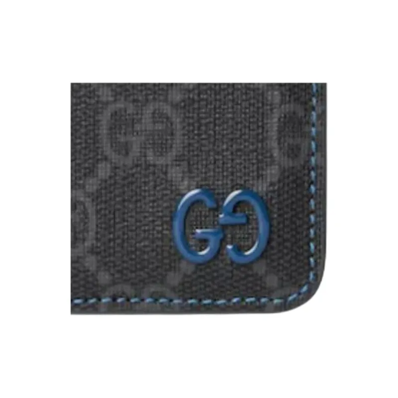 GUCCI Supreme Canvas Card Holder Regular Unisex Blue & Black-4