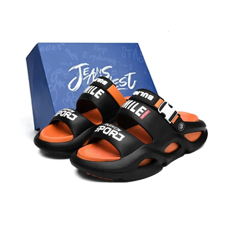 JEANSWEST Beach Sandals Unisex Black/White-10