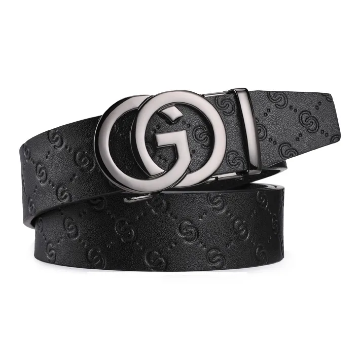 Cheekkiss Business Casual Top Grain Cow Leather Belts Men's 3.5cm Automatic Buckle Belt-0