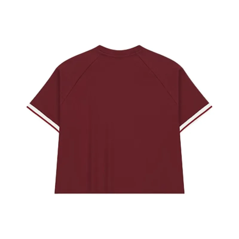 361° T Shirt Women's Deep Red/Cream White-1