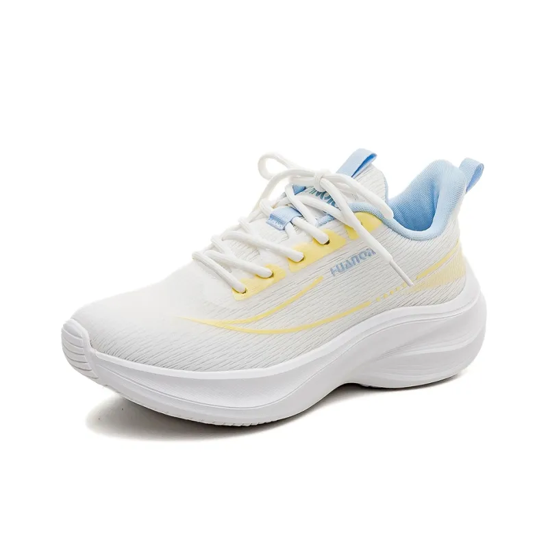 HUANQIU Slip Resistant, Abrasion Resistant, Breathable Low Top Casual Running Shoes Women's White Yellow-1
