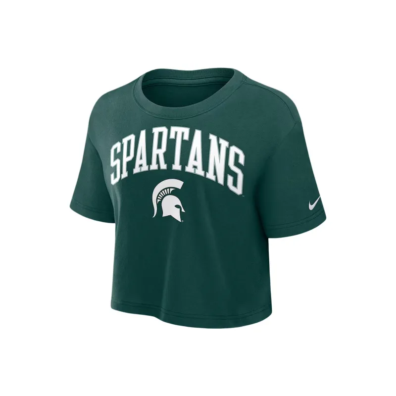 Nike Michigan State Athletic Prep Arch Women's Nike Dri FIT College Cropped T Shirt-0