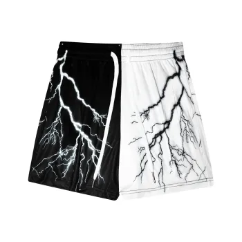 AWAO Casual Shorts Unisex Black White Lightning