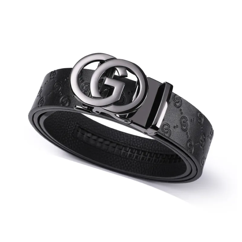 Cheekkiss Business Casual Top Grain Cow Leather Belts Men's 3.5cm Automatic Buckle Belt-5