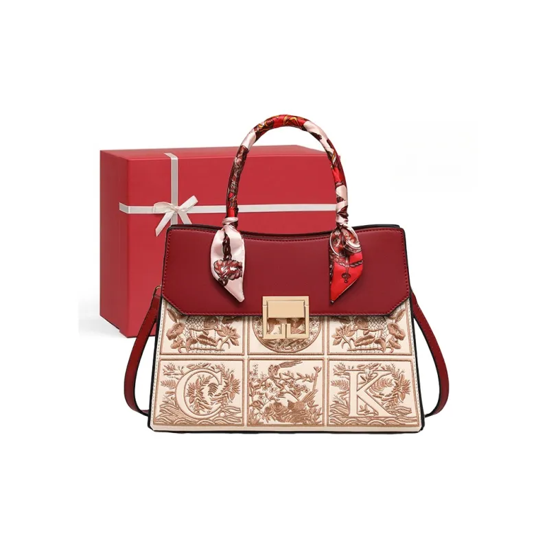 CNNCOO Cow Leather Handbag Women's Red-0