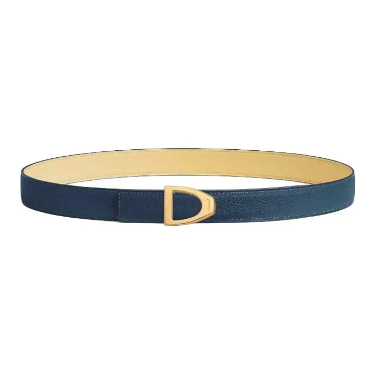 HERMES Gold Plated Metal With Calfskin Leather Belts Women's Beige 2.4CM-1