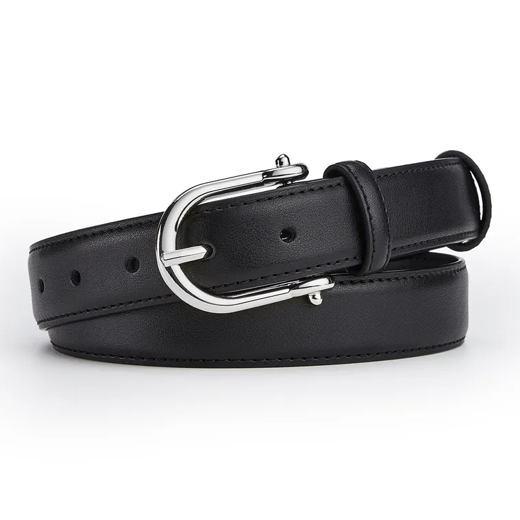 GUSKI Alloy Leather Belts Women's Silver Width 2.0cm-0