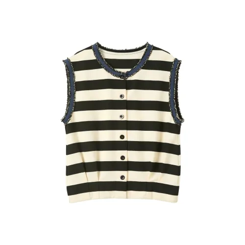 3COLOUR Vests Women's Black Rice Stripes