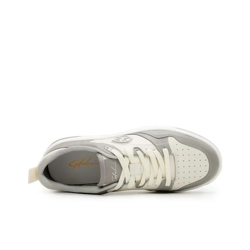 Satchi Breathable, Moisture Wicking, Height Increasing, Abrasion Resistant Low Top Skateboard Shoes Men's White Gray-4