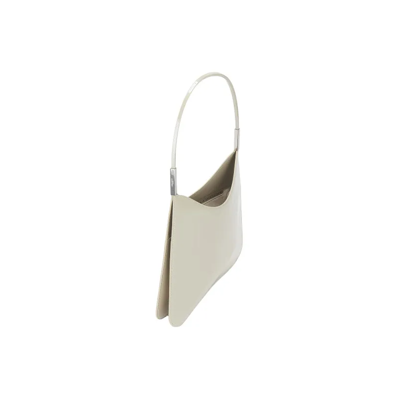 SAINT LAURENT Patent Leather Hobo Shoulder Bag Women's Bright Gray-3
