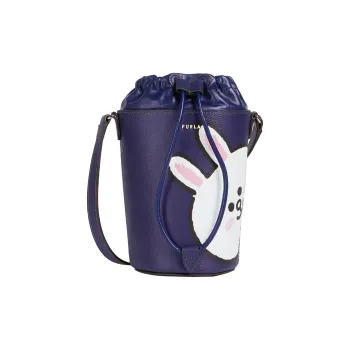 Furla LINE FRIENDS Co branded Leather Bucket Bags Shoulder Bag Crossbody Bag Mini Women's Blue Multicolor