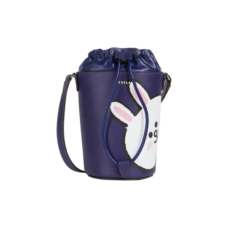 Furla LINE FRIENDS Co branded Leather Bucket Bags Shoulder Bag Crossbody Bag Mini Women's Blue Multicolor-0
