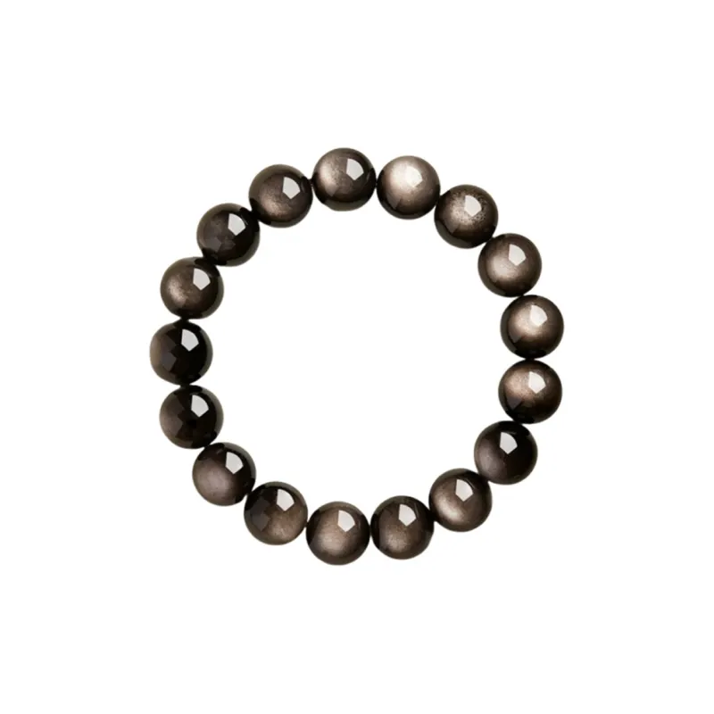 ANXING Obsidian Beaded Bracelet For Good Luck, Wealth, And Career Success Unisex-0