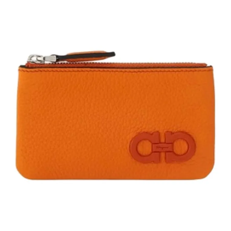 FERRAGAMO Leather Key Pouch Women's Orange-0