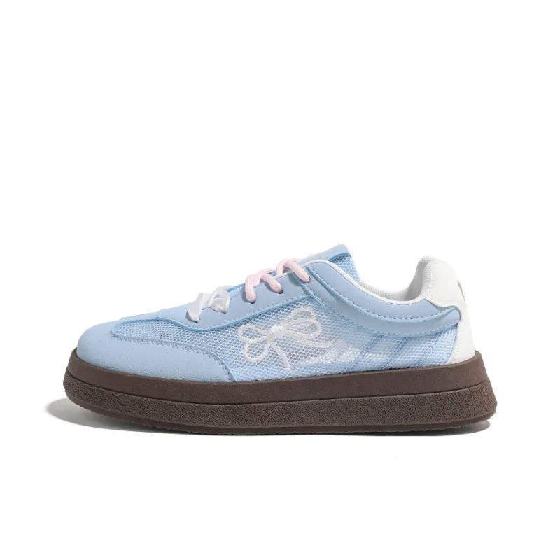 HUANQIU Cushioning Lightweight Height Increasing Low Top Skateboard Shoes Women's Blue-0