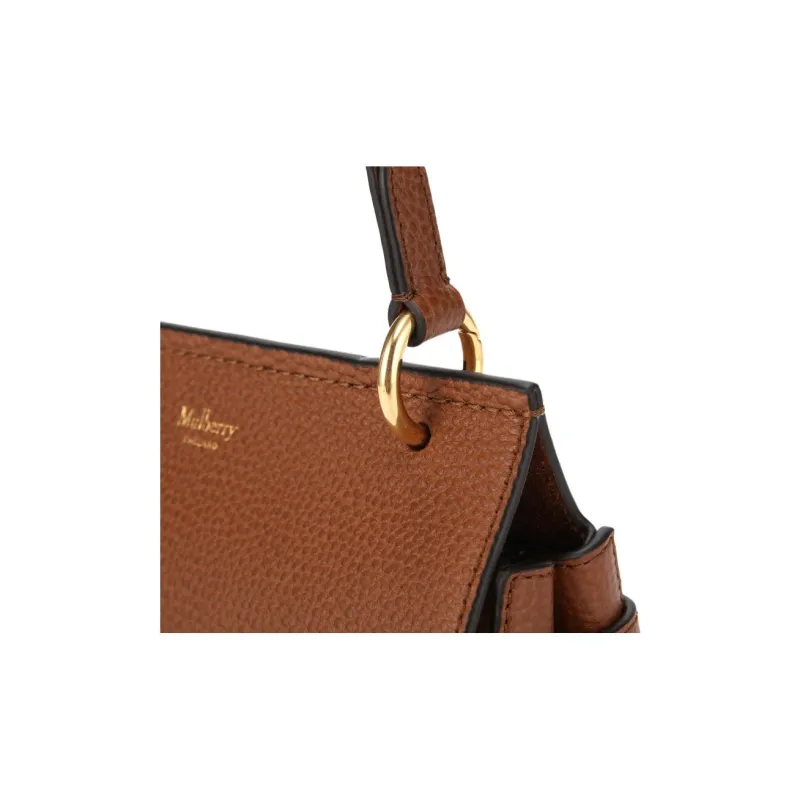 Mulberry Cow Leather Shoulder Bag Trumpets Women's Brown-6
