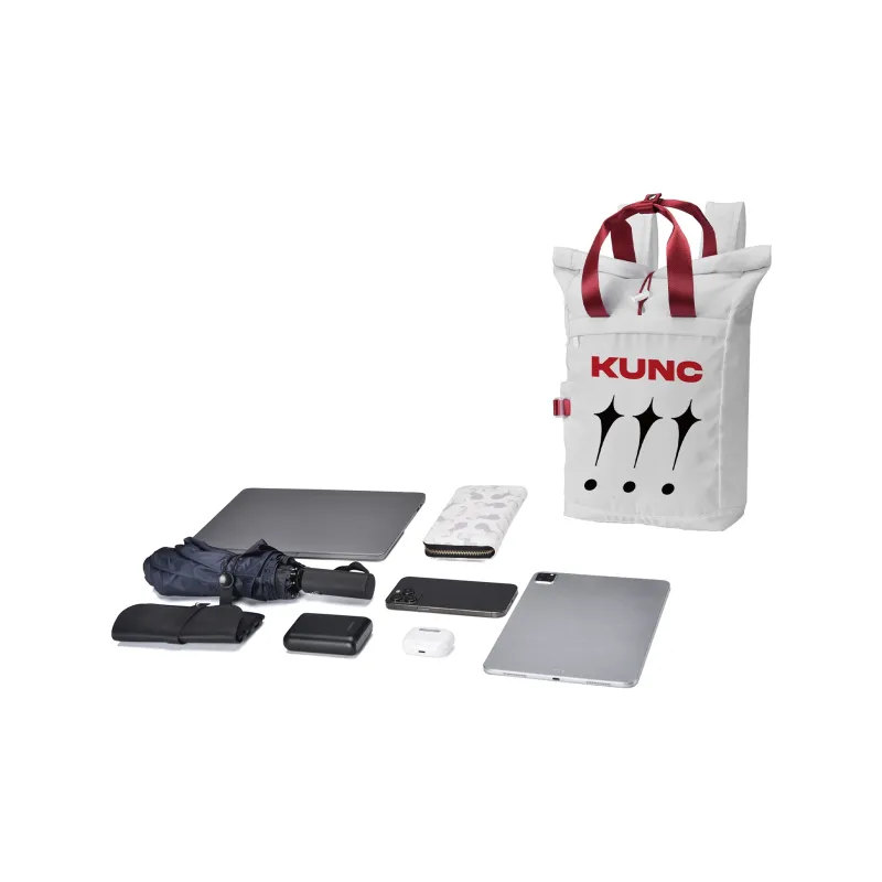 QRST Polyester Backpack Regular Unisex Gray Red Contrast-4