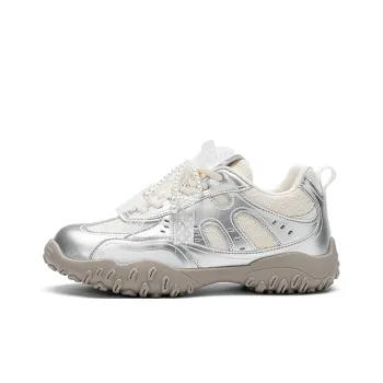 EXULL Q Wear resistant, Lightweight, Breathable, And Non slip. Low Top Casual Shoes Women's Silver