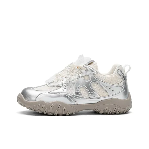 EXULL Q Wear resistant, Lightweight, Breathable, And Non slip. Low Top Casual Shoes Women's Silver