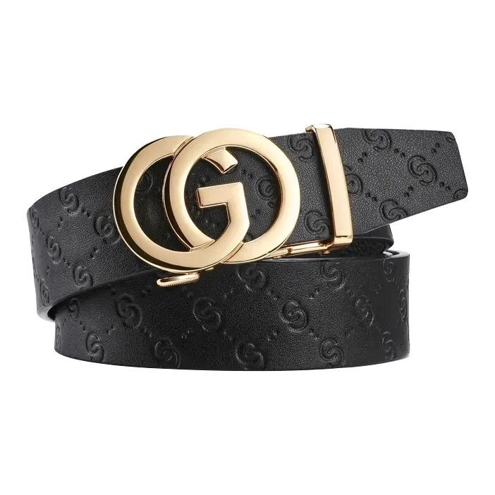 Cheekkiss Business Casual Top Grain Cow Leather Belts Men's 3.5cm Automatic Buckle Belt-7
