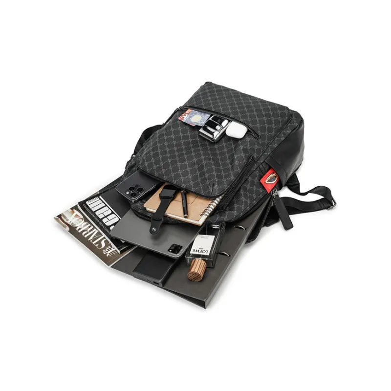 Mulinsen PU Backpack Laptop Bag Regular Unisex Pattern Black/Black-1