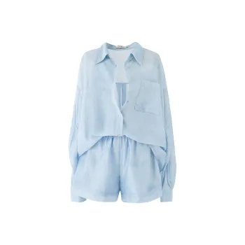 SOON FLOWER Shirt Matching Set Women's Light Moon Blue