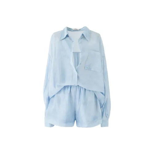 SOON FLOWER Shirt Matching Set Women's Light Moon Blue