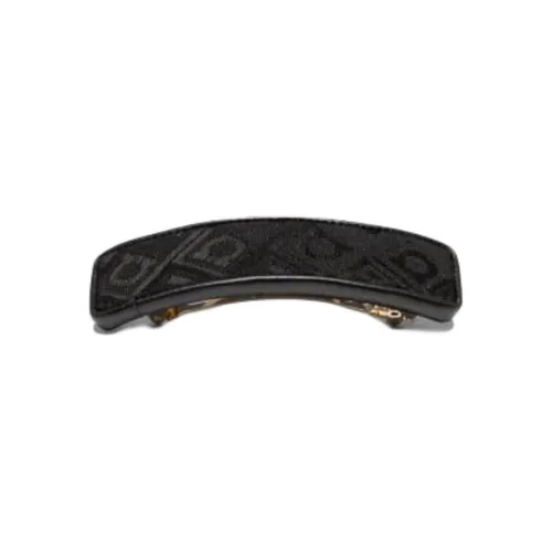 FERRAGAMO Leather Hair Clips Women's Black