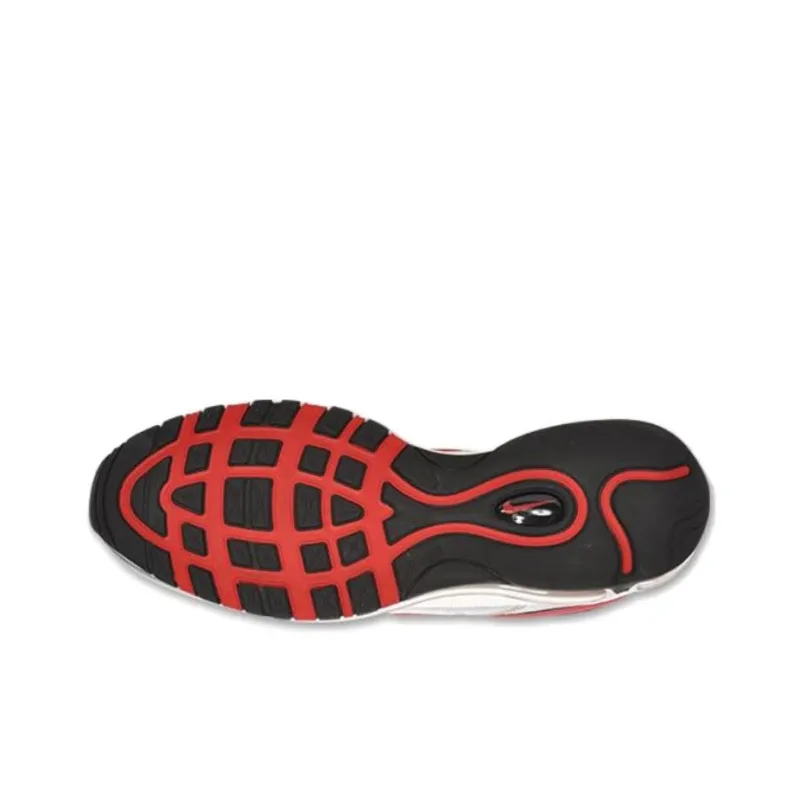Nike Air Max 97 Anti Slip Wear Resistant Low Top Running Shoes Men's Silver Red-4