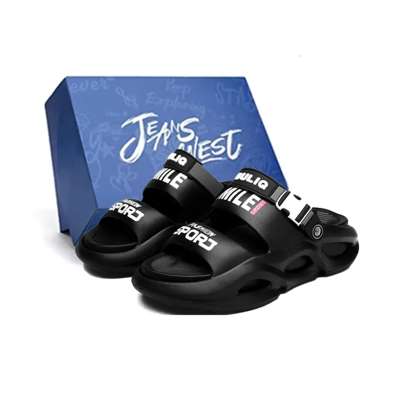 JEANSWEST Beach Sandals Unisex Black/White-20