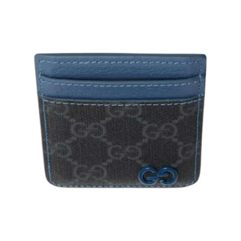 GUCCI Supreme Canvas Card Holder Regular Unisex Blue & Black-2