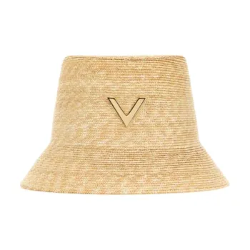 Valentino Straw Cotton Bucket Hats Unisex Yellow