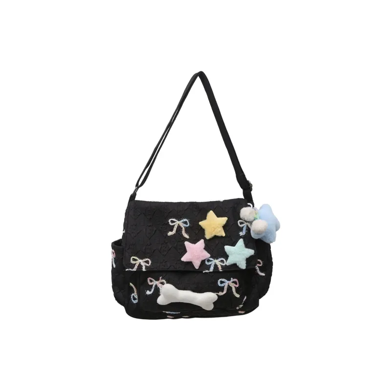 BAODIDAISHU Nylon One Shoulder Backpack, Crossbody Bag Women's White/Pink/Black/Blue-10