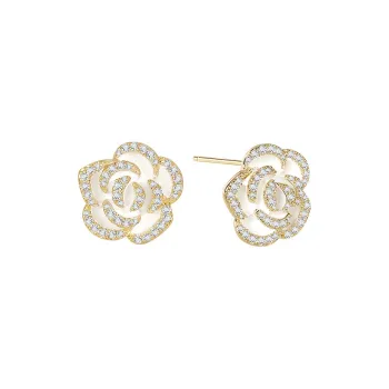 SHINE S925 Sterling Silver Needle Earrings Women's