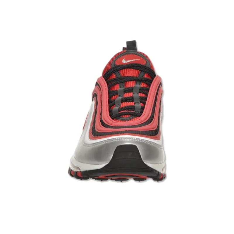 Nike Air Max 97 Anti Slip Wear Resistant Low Top Running Shoes Men's Silver Red-2