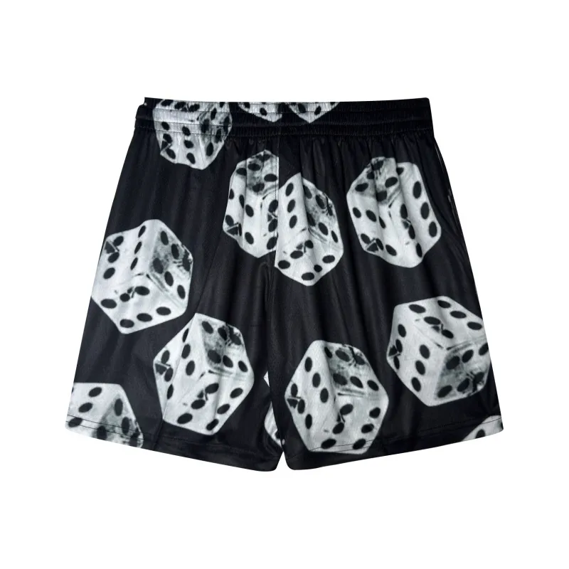 AWAO Casual Shorts Unisex Black Dice-1