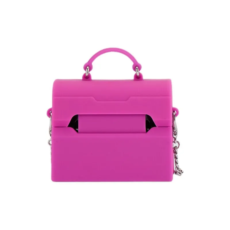 OFF-WHITE Silicone AirPods Pro Case Portable Crossbody Bag Shoulder Bag Earphone Case Women's Purple-2