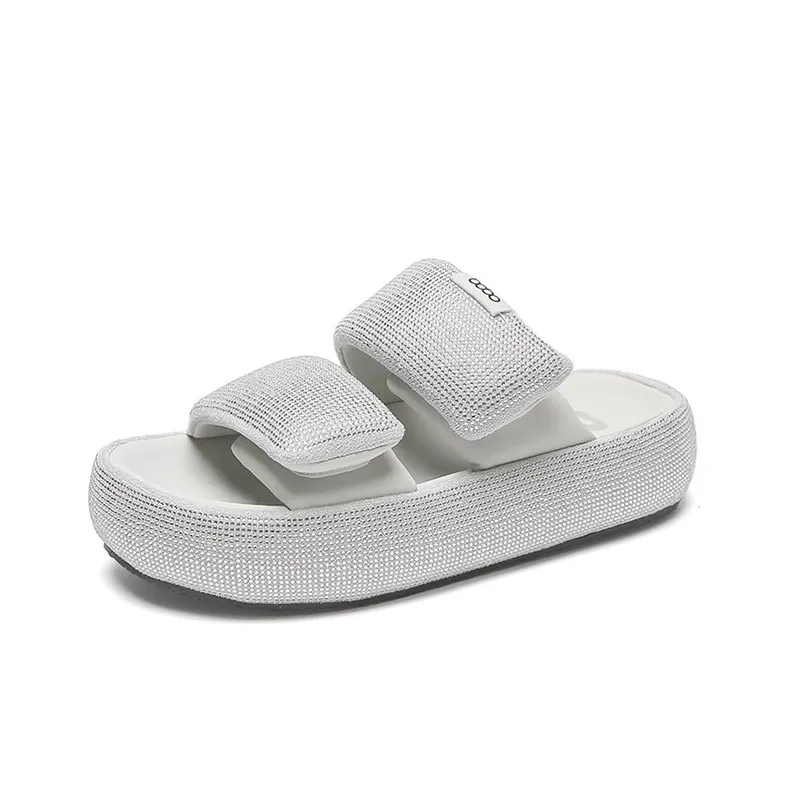 WOOS BOBO Rubber Sole Rhinestone Shock Absorbers Slide Slippers Women's-6