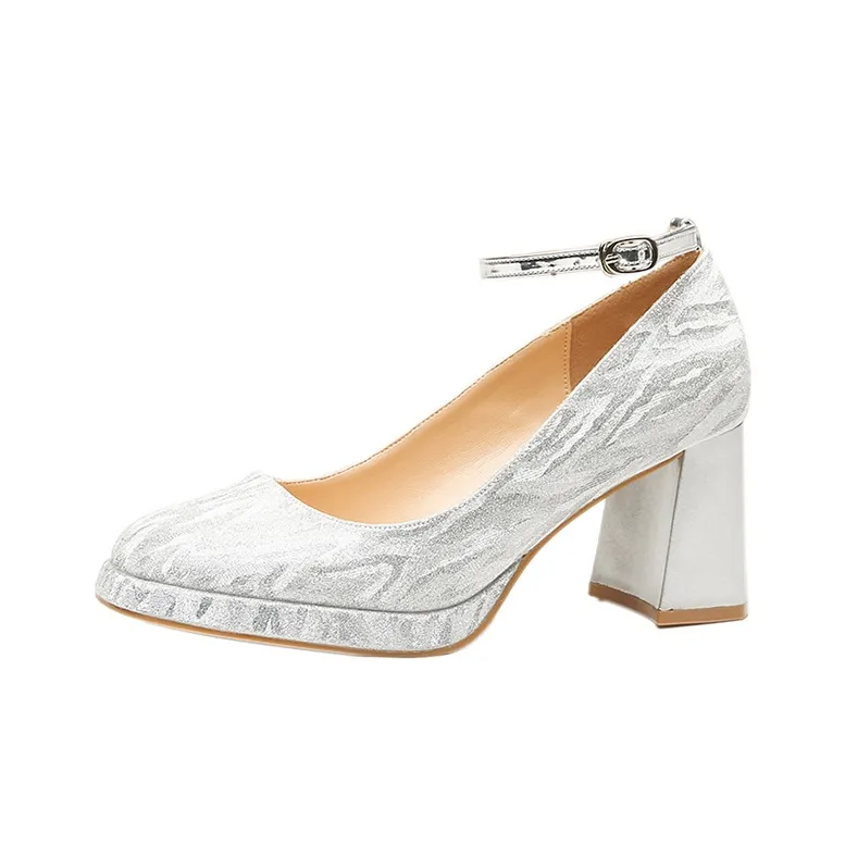 BIGTREE High Heels Women's Champagne Gold/Silver-4