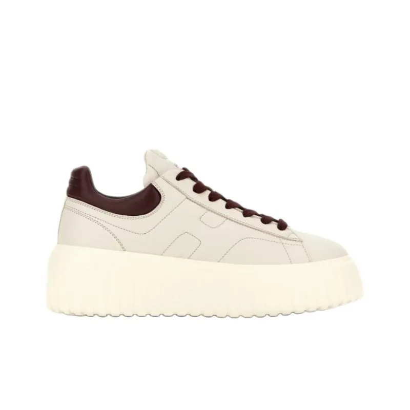 HOGAN H Stripes Low Top Casual Shoes Women's Ivory Dark Brown-1