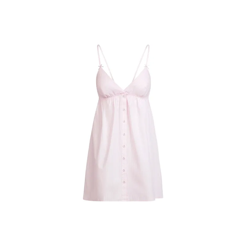 SKIMS SS25 COTTON POPLIN SLEEP MINI DRESS Nightgown Women's-0