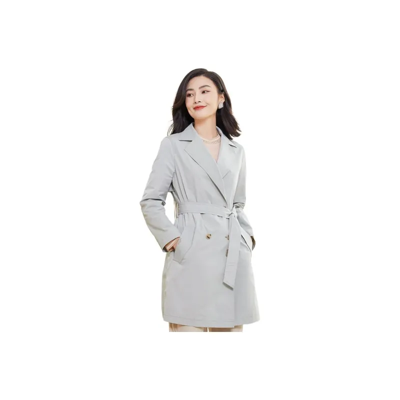 QIAOWANNI Trench Coats Women's Arugula Green-1