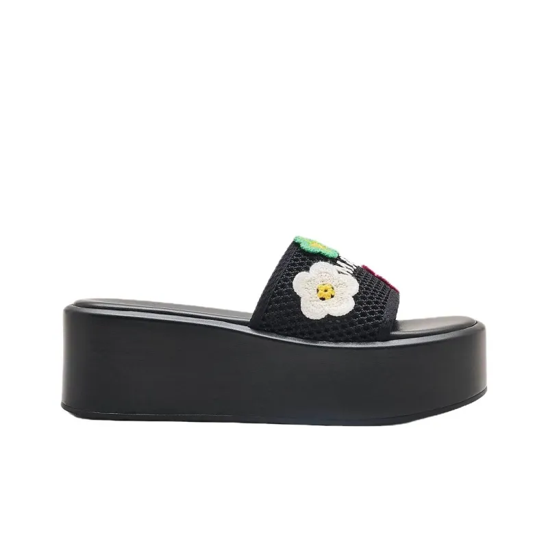 MARC JACOBS The Daisy Crochet Platform Slides Women's-1