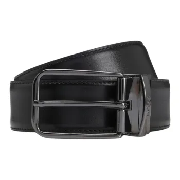 HUGO BOSS Cowhide Split Leather Belts Unisex Black 3.5CM