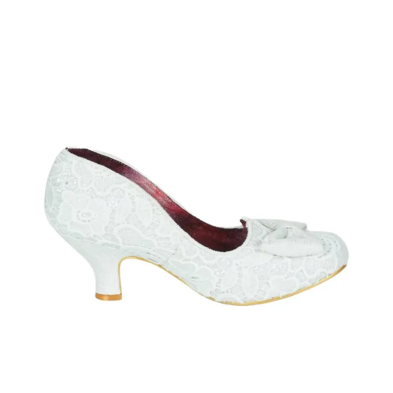 IRREGULAR CHOICE Dazzle Razzle Chunky Heel High Heels 6cm Women's White-1