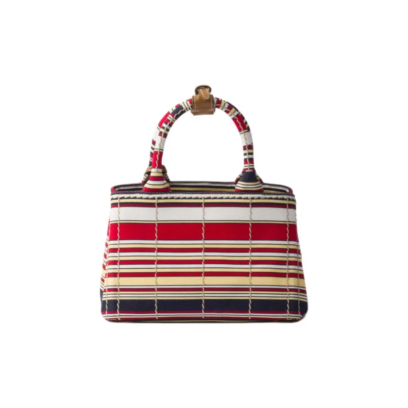 PRADA Cotton One Shoulder Handbag Mini Women's Red & Yellow-2