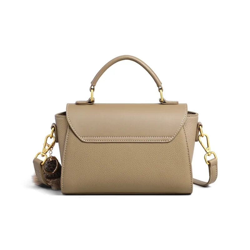 EBLAN Cow Leather Shoulder Bag, Crossbody Bag, Handbag Women's Khaki-5