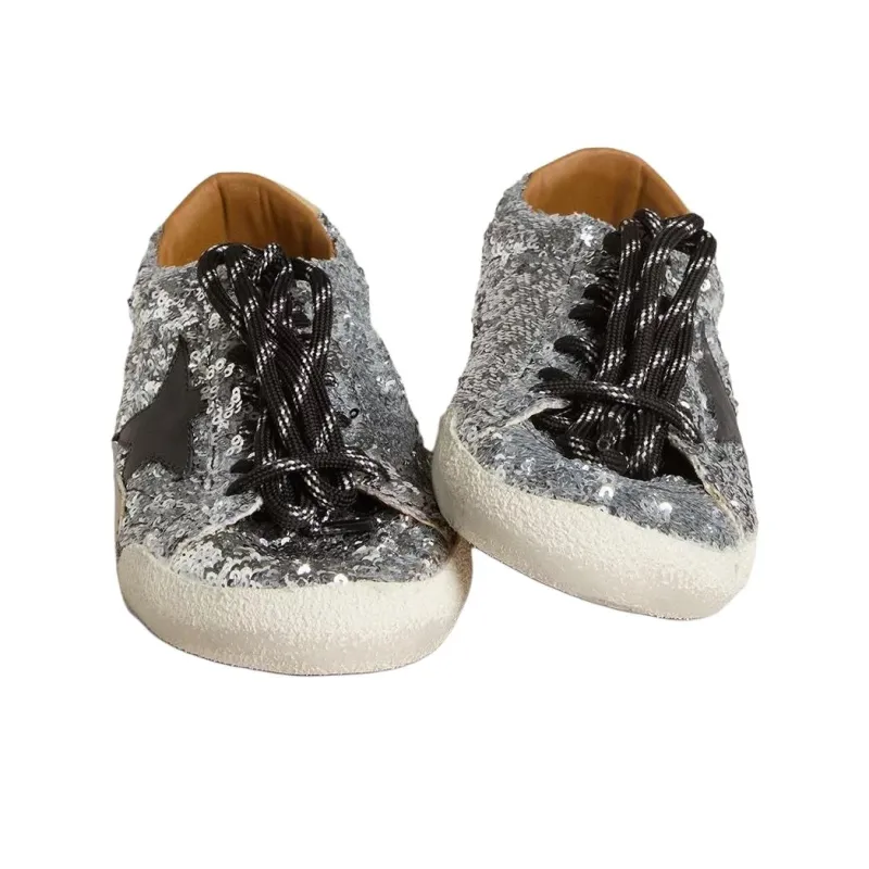 Golden Goose True Star Low Top Casual Shoes Women's Silver-3