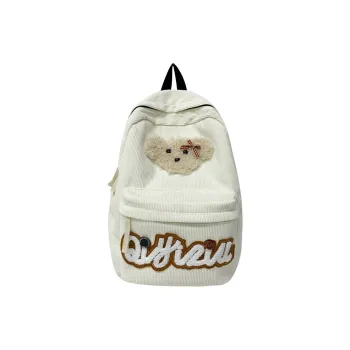 WICKBUEN Corduroy Backpack Unisex White/Black