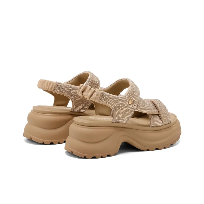 C°BANNER Beach Sandals Women's Beige/Black/Apricot-14